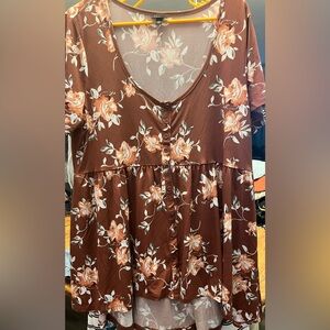Torrid Chocolate Floral Button-Down Blouse